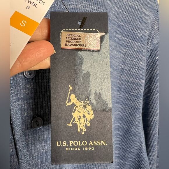 U.S. POLO ASSN SPACE DYE THERMAL HENLEY Sz S Men’s Blue NWT🏷 - Picture 9 of 14